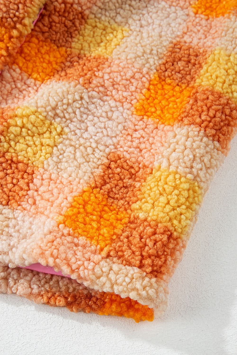 Cozy orange checkered sherpa jacket - Love Salve 