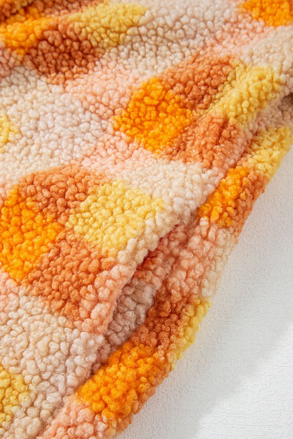 Cozy orange checkered sherpa jacket - Love Salve 