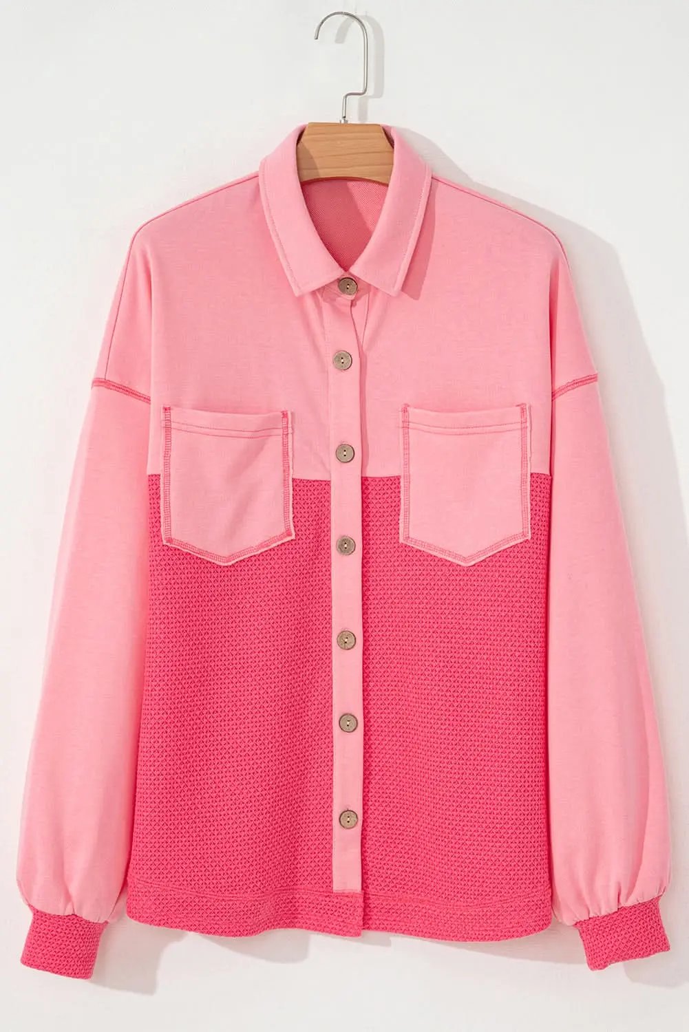 Peach Blossom Waffle Knit Shacket - Love Salve 