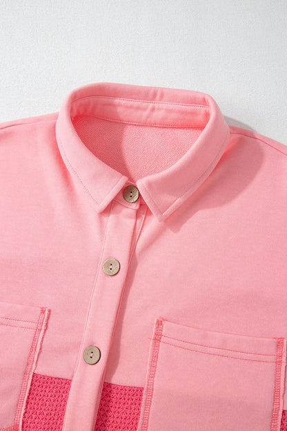 Peach Blossom Waffle Knit Shacket - Love Salve 