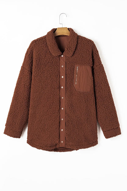 Cozy red teddy bear jacket - Love Salve 