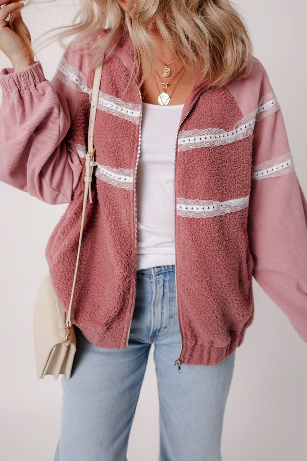 Cozy rose pink sherpa jacket - Love Salve 