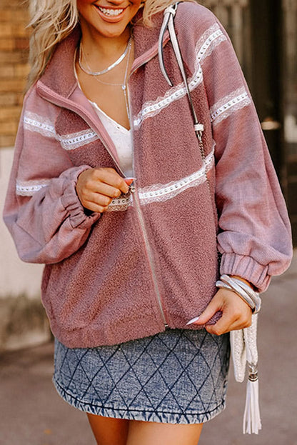 Cozy rose pink sherpa jacket - Love Salve 