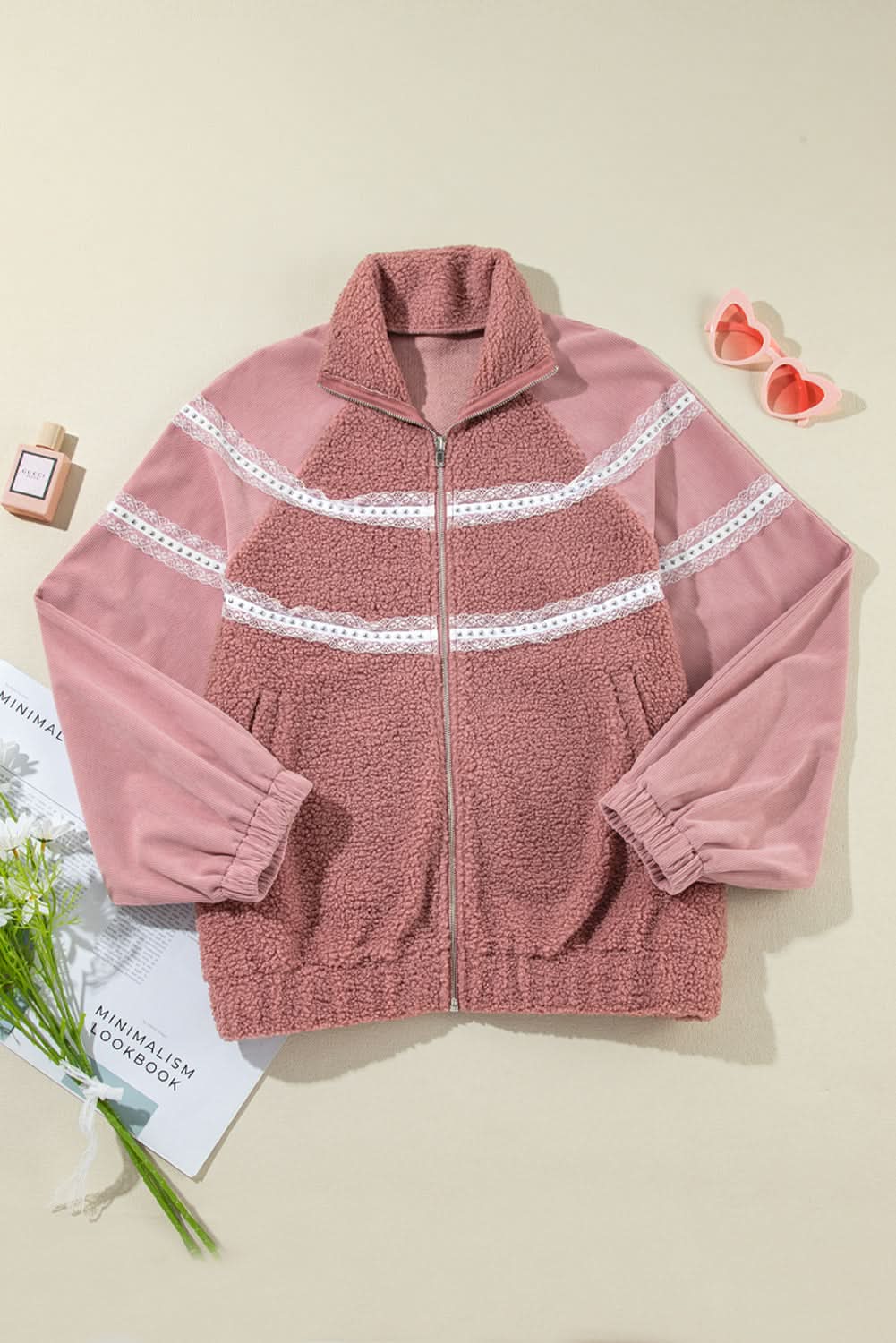 Cozy rose pink sherpa jacket - Love Salve 