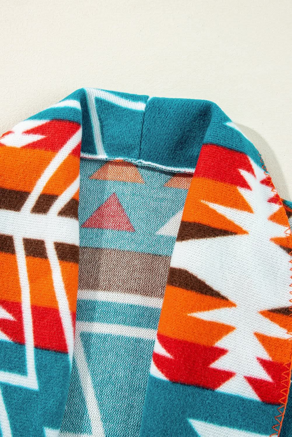 Sky blue aztec bell sleeve jacket - Love Salve 