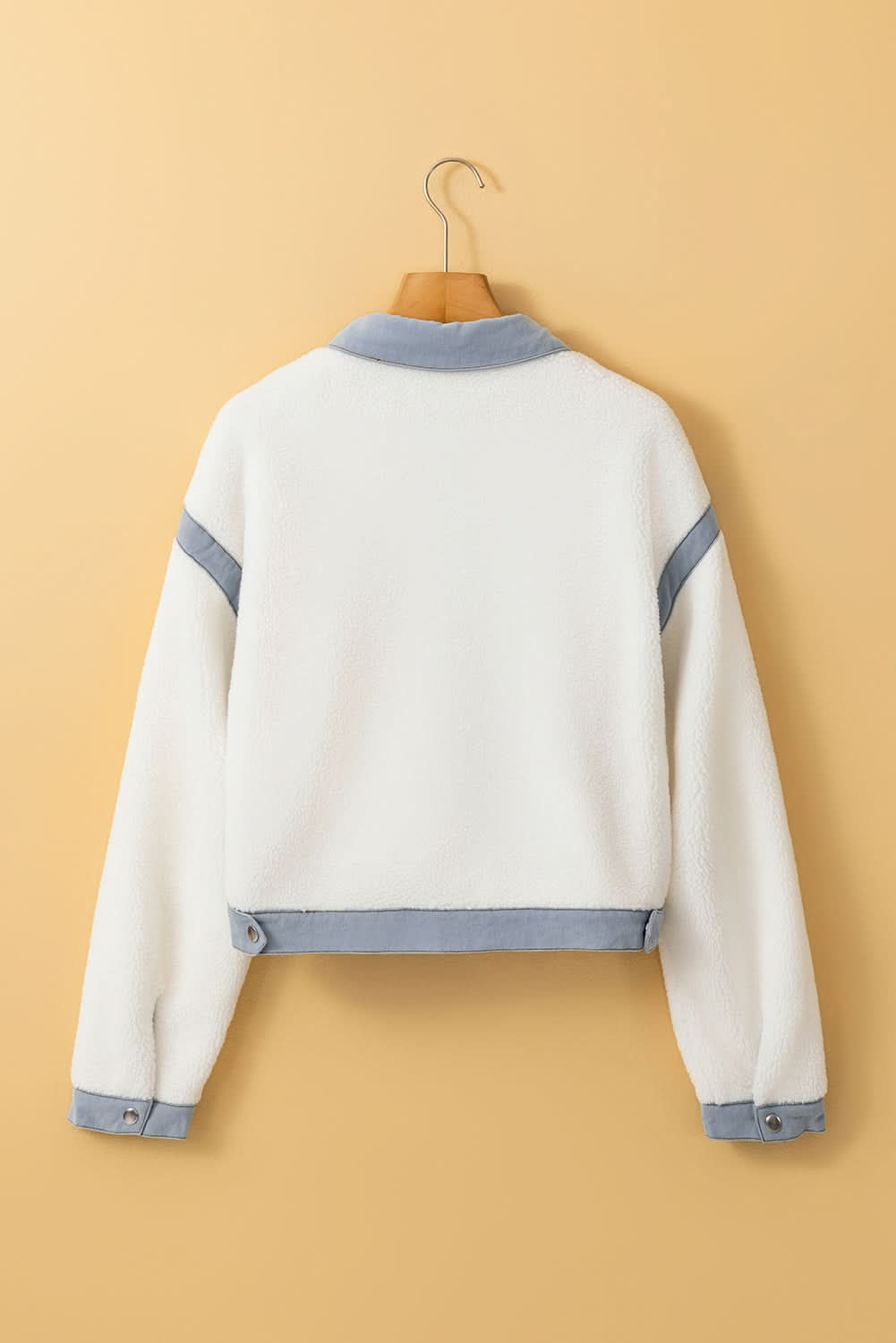 Chic white sherpa jacket with contrast trim - Love Salve 