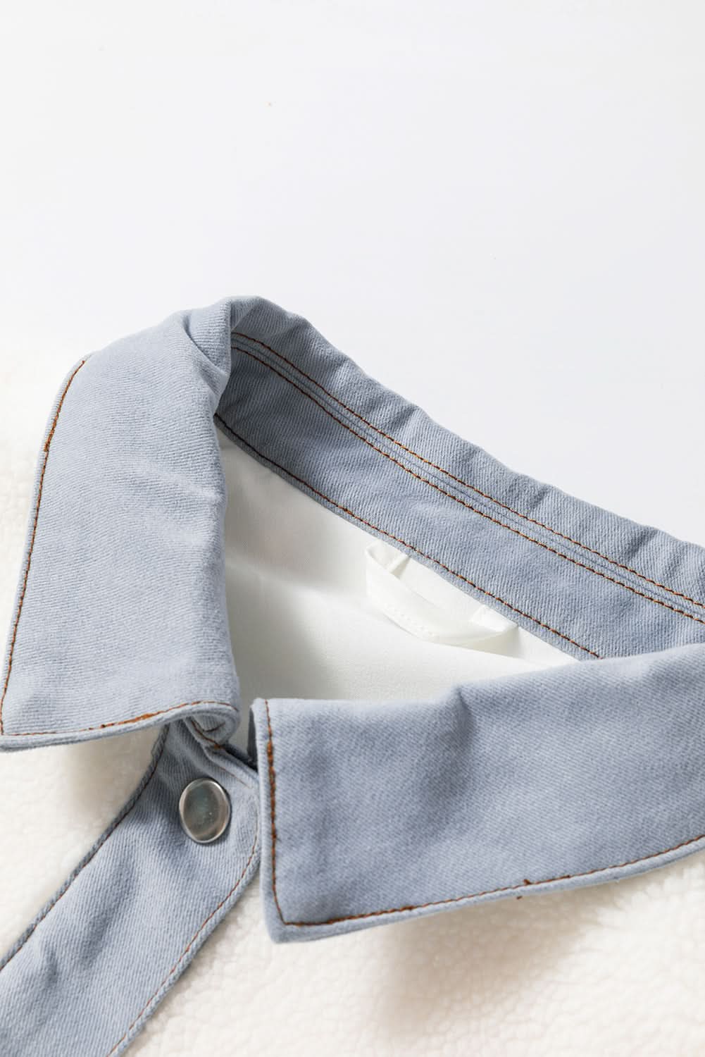 Chic white sherpa jacket with contrast trim - Love Salve 