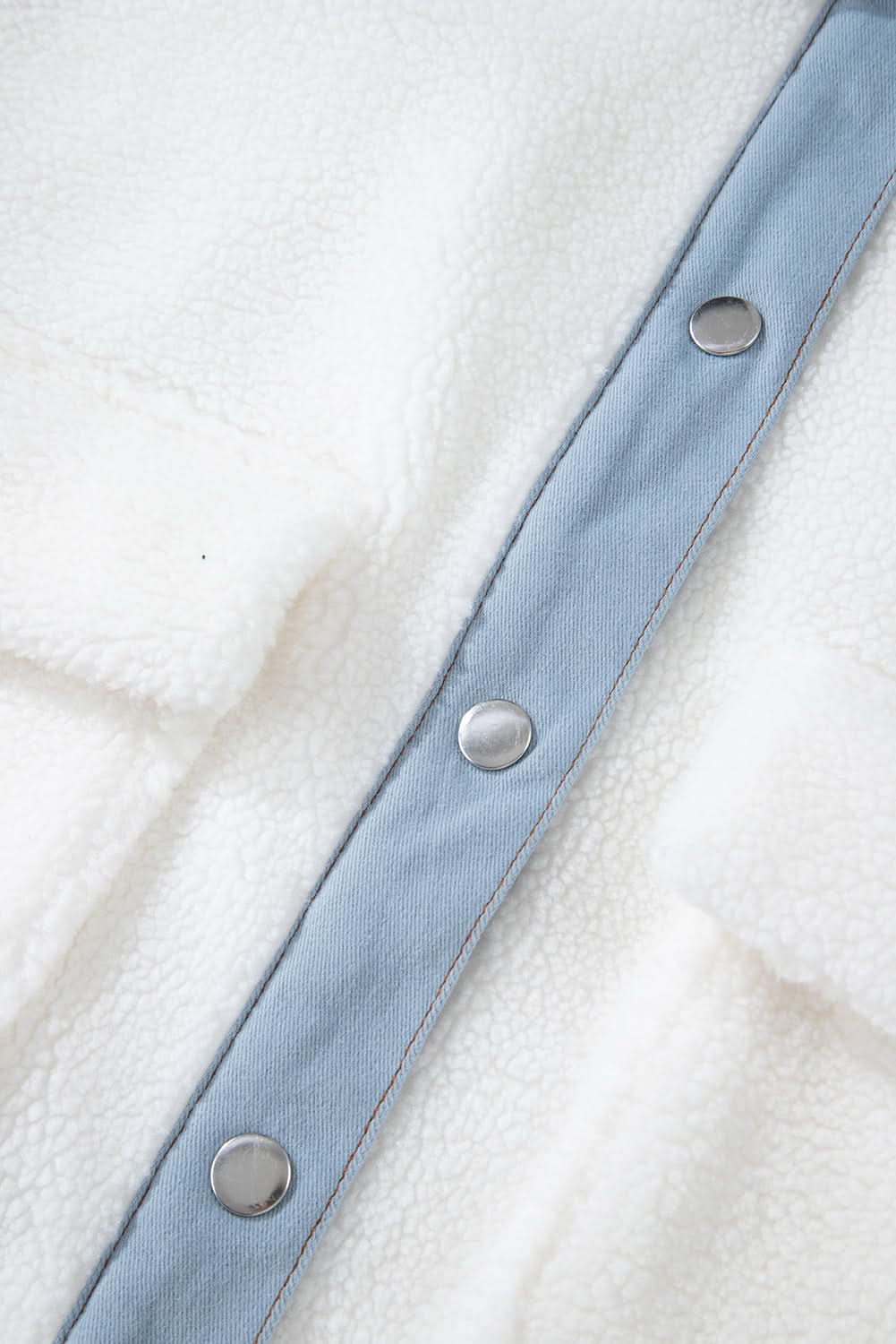 Chic white sherpa jacket with contrast trim - Love Salve 