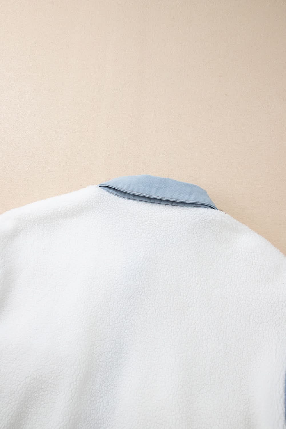 Chic white sherpa jacket with contrast trim - Love Salve 