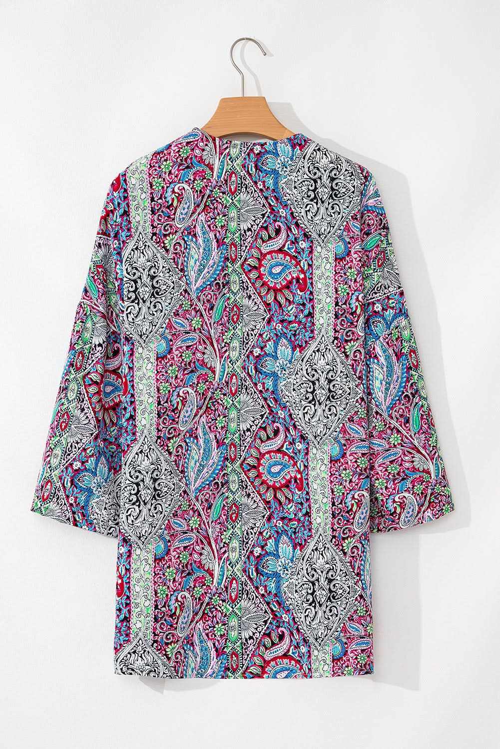 Chic red paisley kimono – stylish layering - Love Salve 
