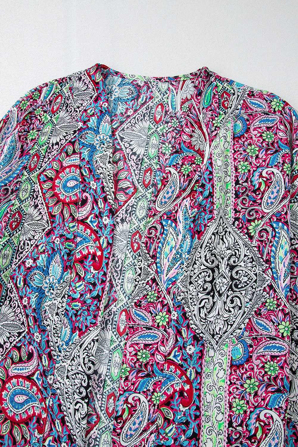 Chic red paisley kimono – stylish layering - Love Salve 