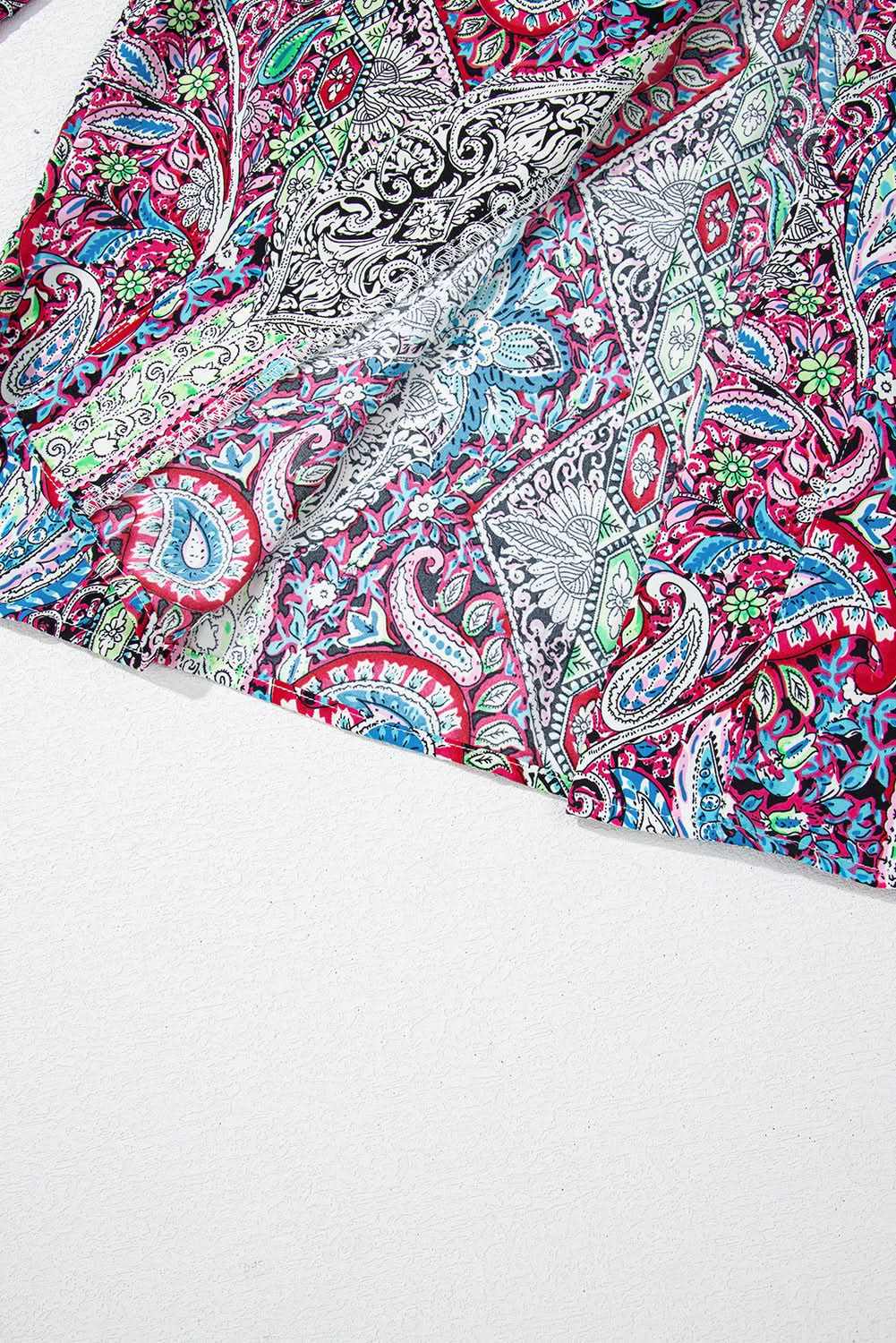 Chic red paisley kimono – stylish layering - Love Salve 