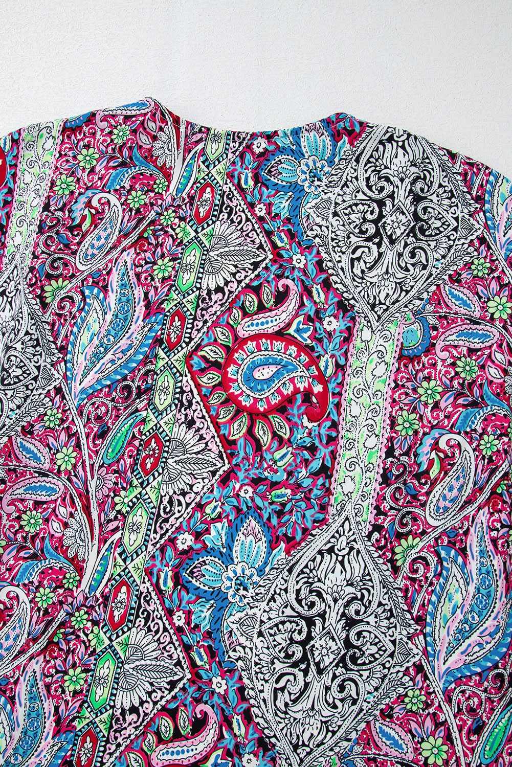 Chic red paisley kimono – stylish layering - Love Salve 