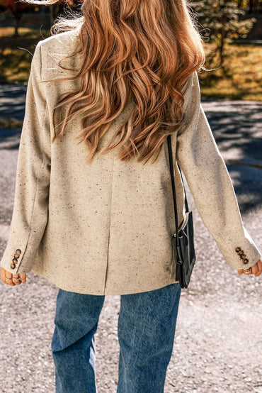 Chic oatmeal suit jacket for women - Love Salve 