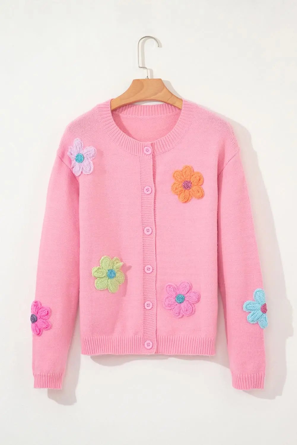 Chic pink floral button cardigan - Love Salve 