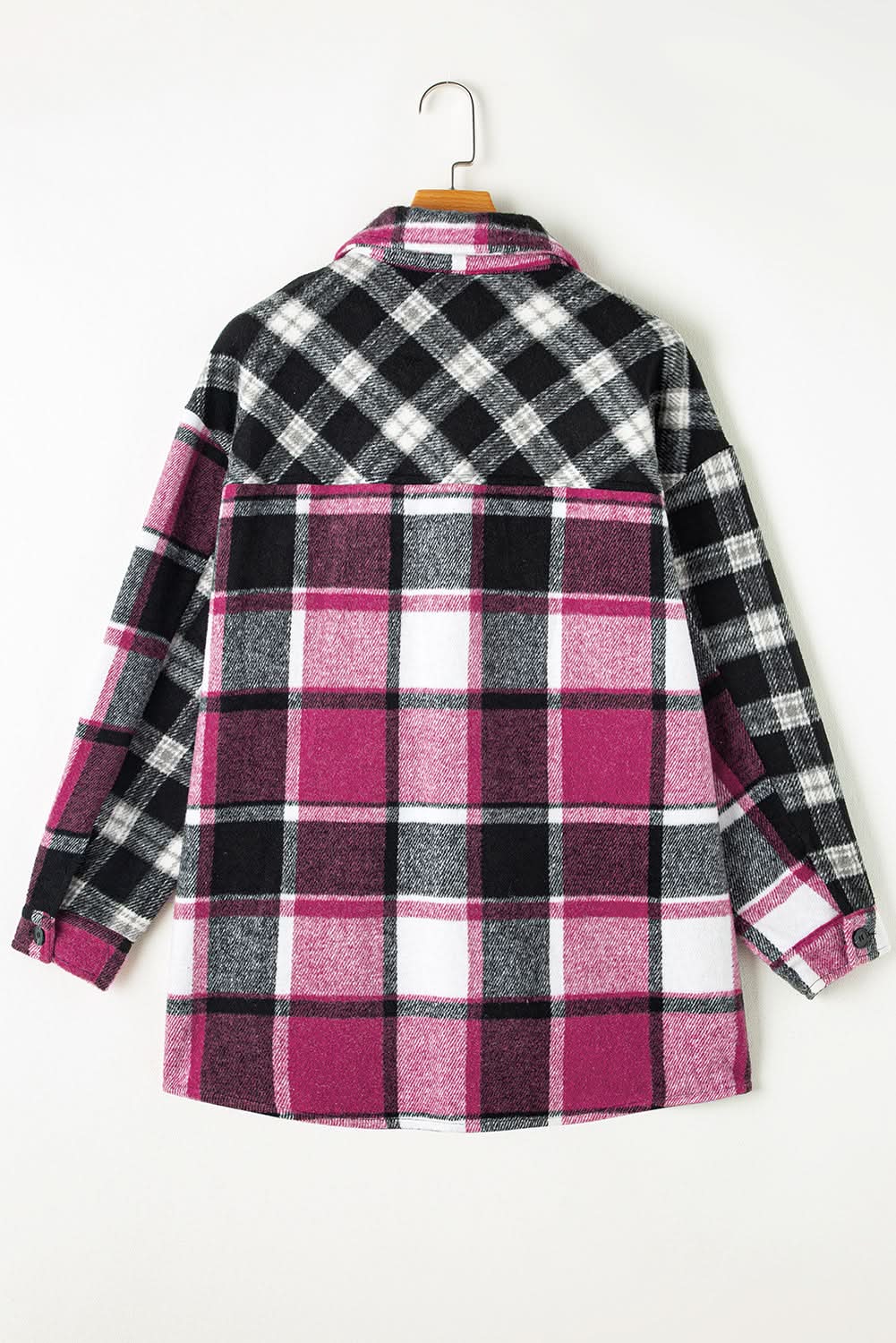 Colorful plaid block shacket with pockets - Love Salve 