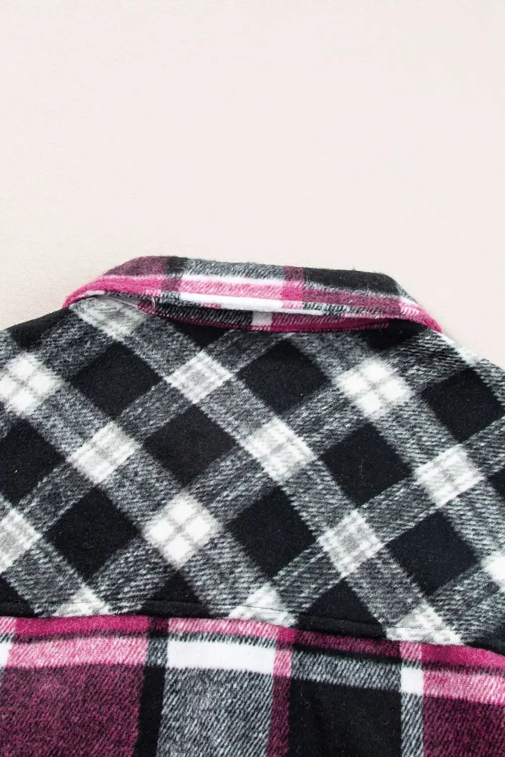 Colorful plaid block shacket with pockets - Love Salve 