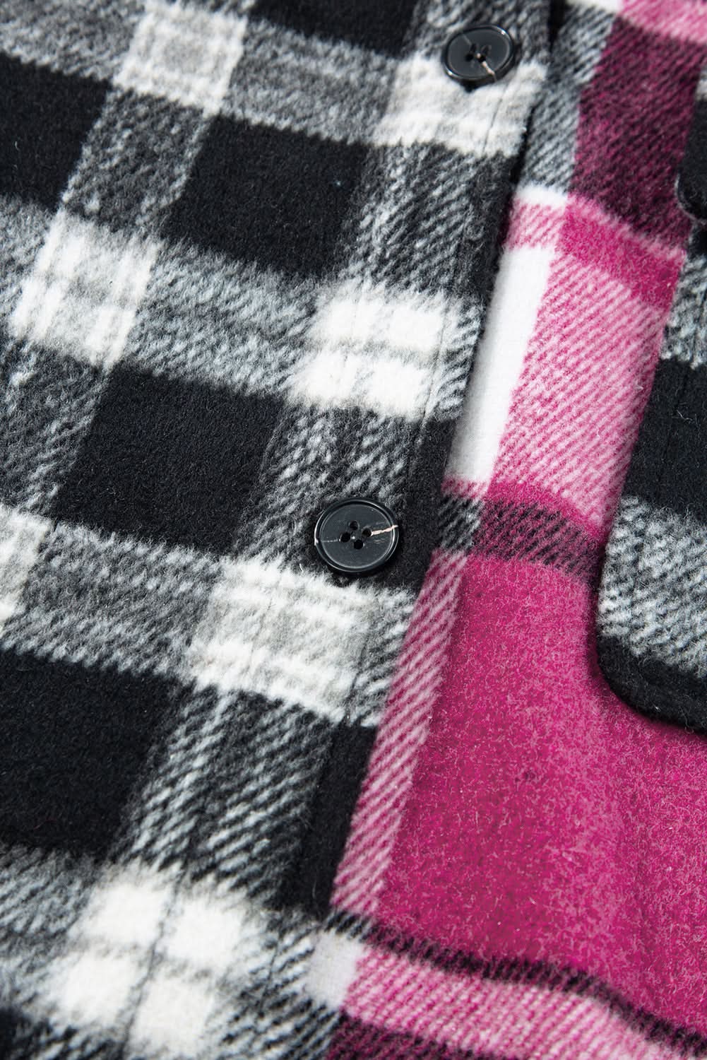 Colorful plaid block shacket with pockets - Love Salve 
