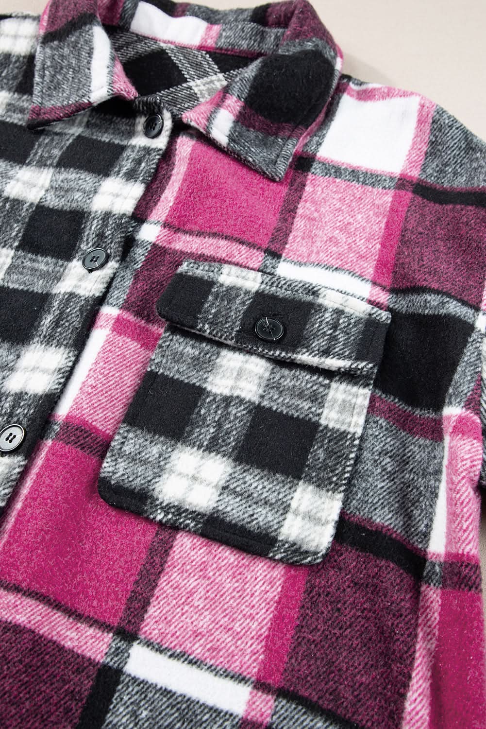 Colorful plaid block shacket with pockets - Love Salve 