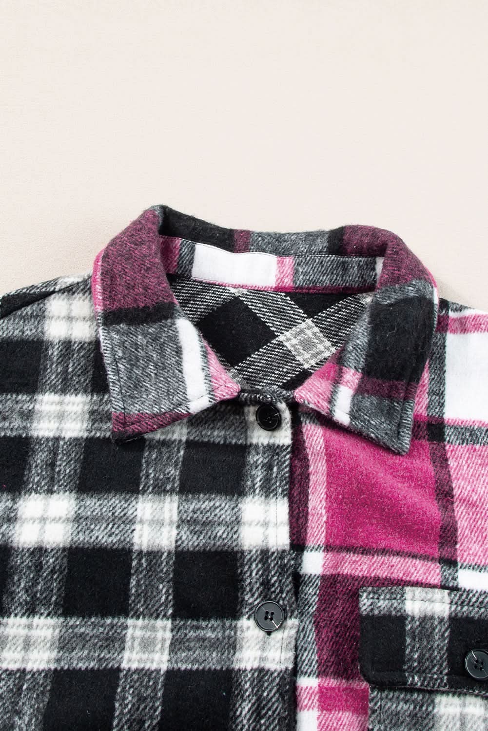 Colorful plaid block shacket with pockets - Love Salve 