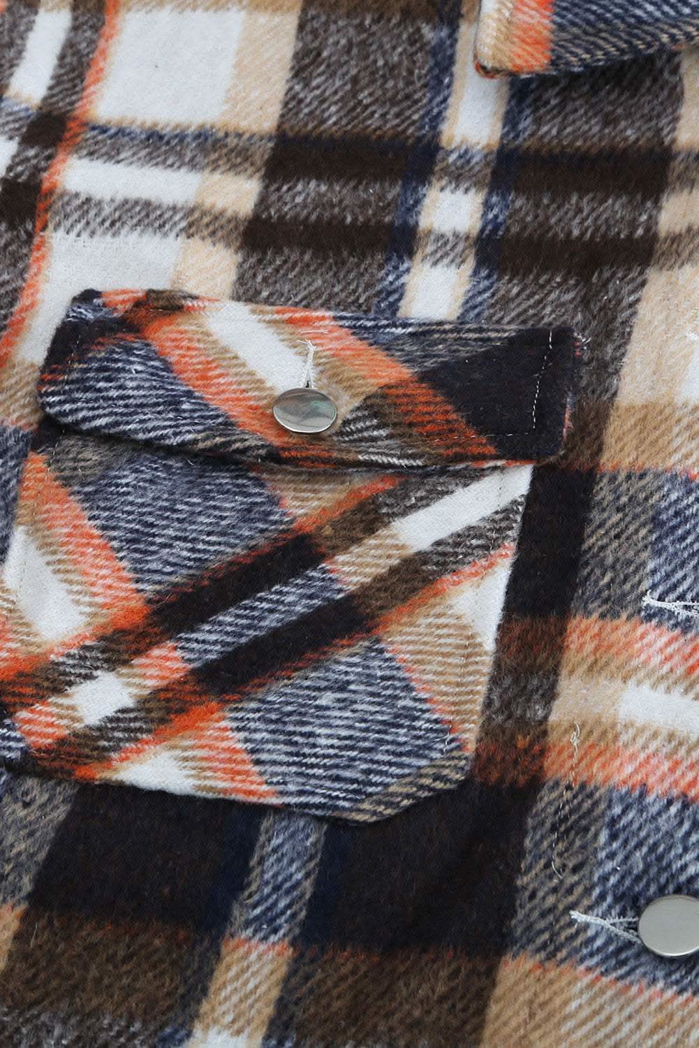 Geometric Plaid Print Pocketed Shacket - Love Salve 