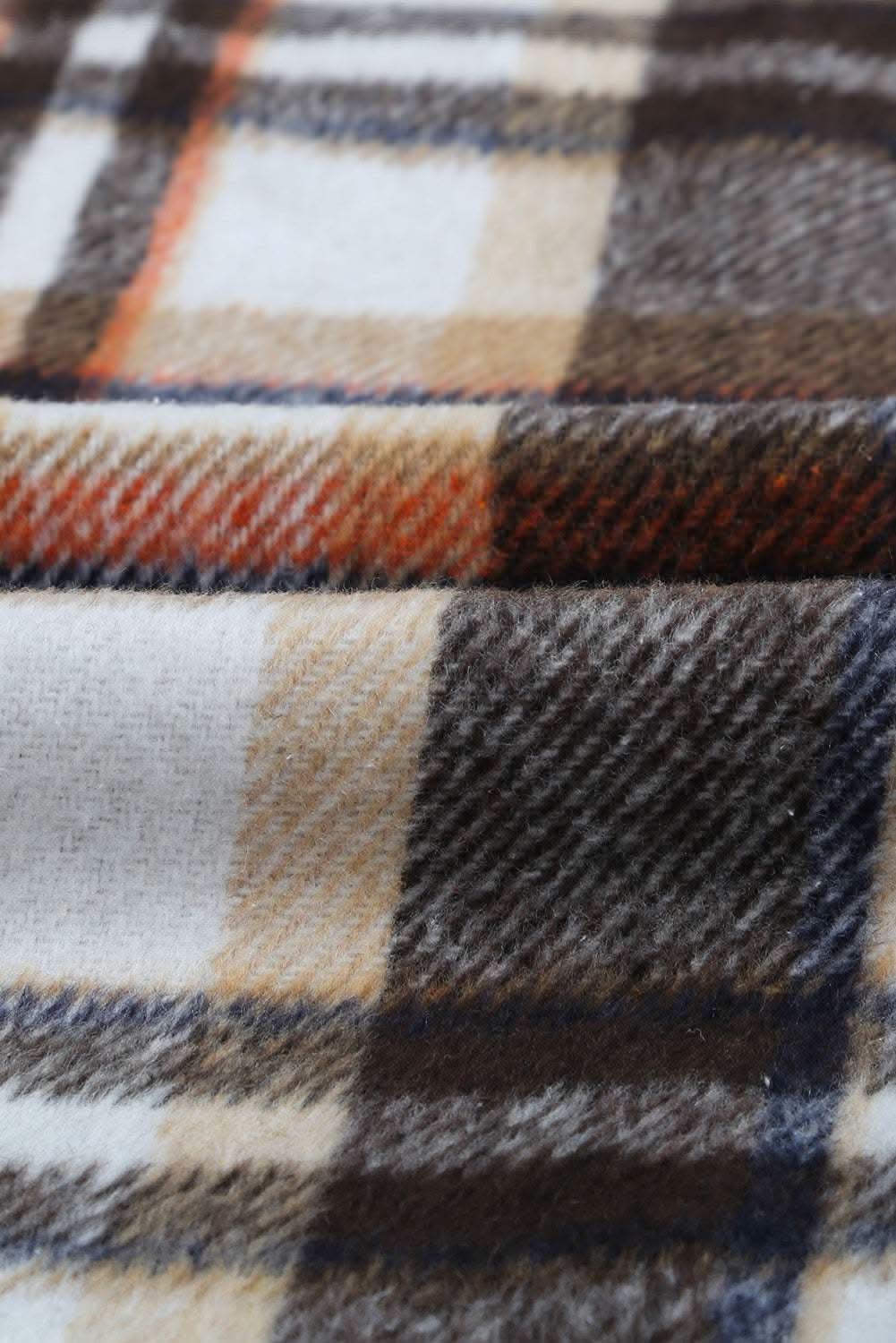 Geometric Plaid Print Pocketed Shacket - Love Salve 