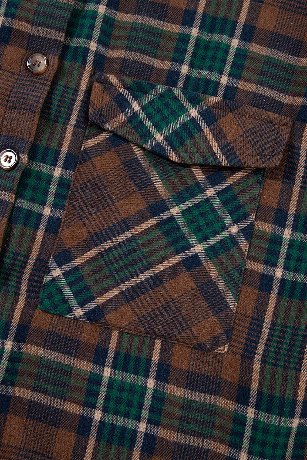 Brown plaid shacket with pockets - Love Salve 