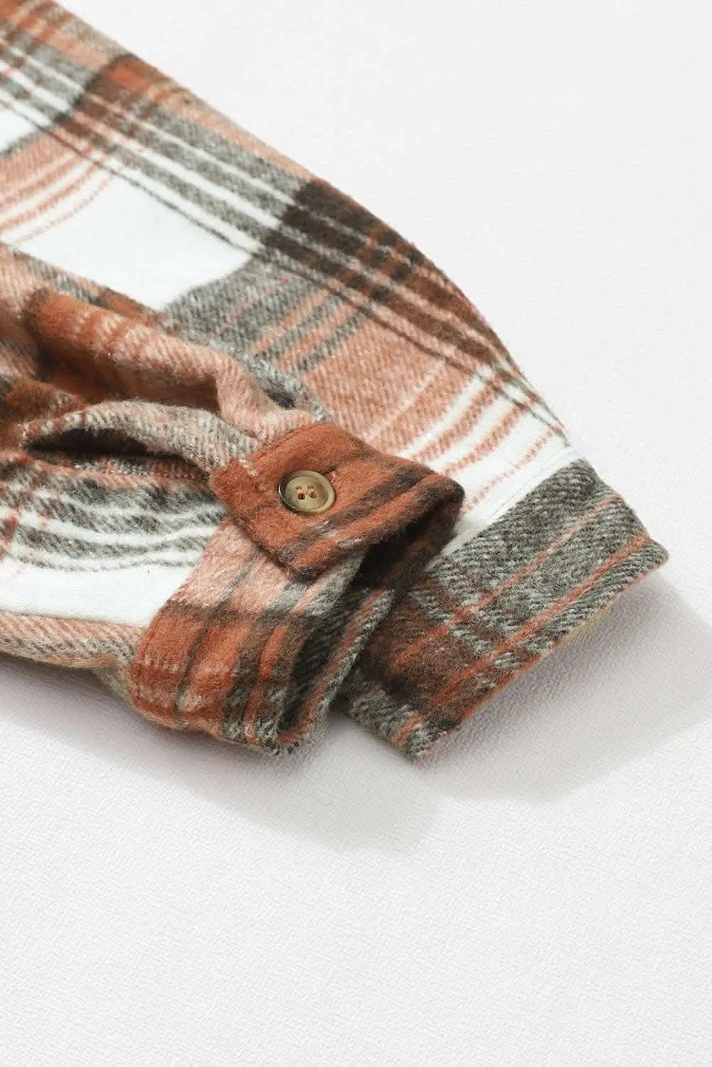 Brown Plaid Flap Pockets Shacket - Love Salve 