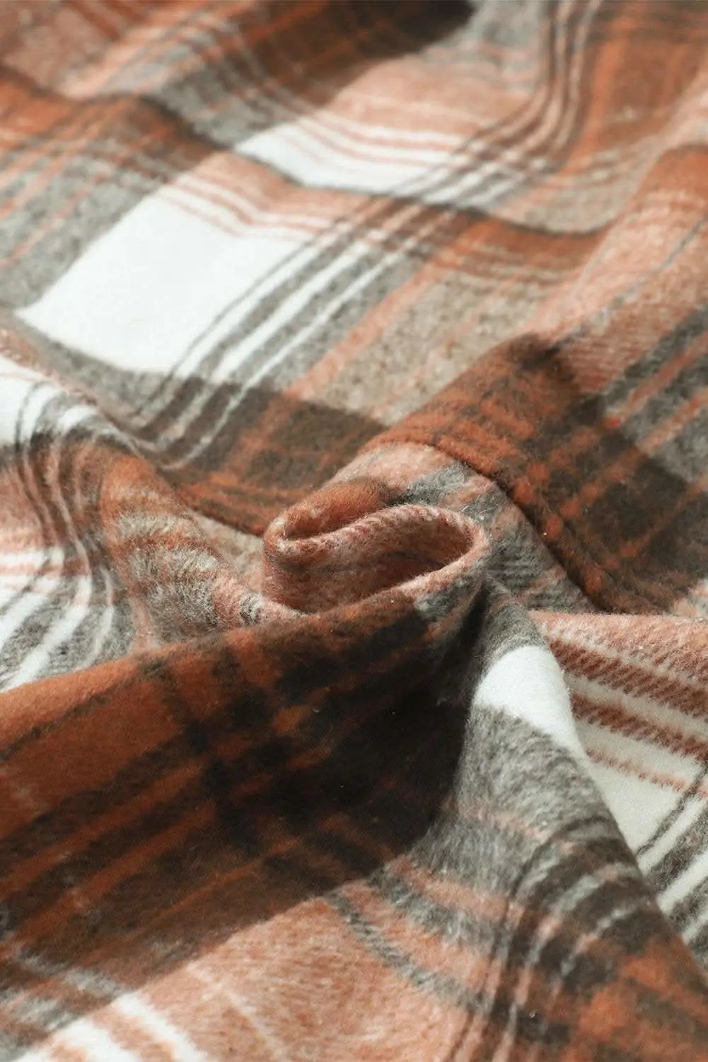 Brown Plaid Flap Pockets Shacket - Love Salve 