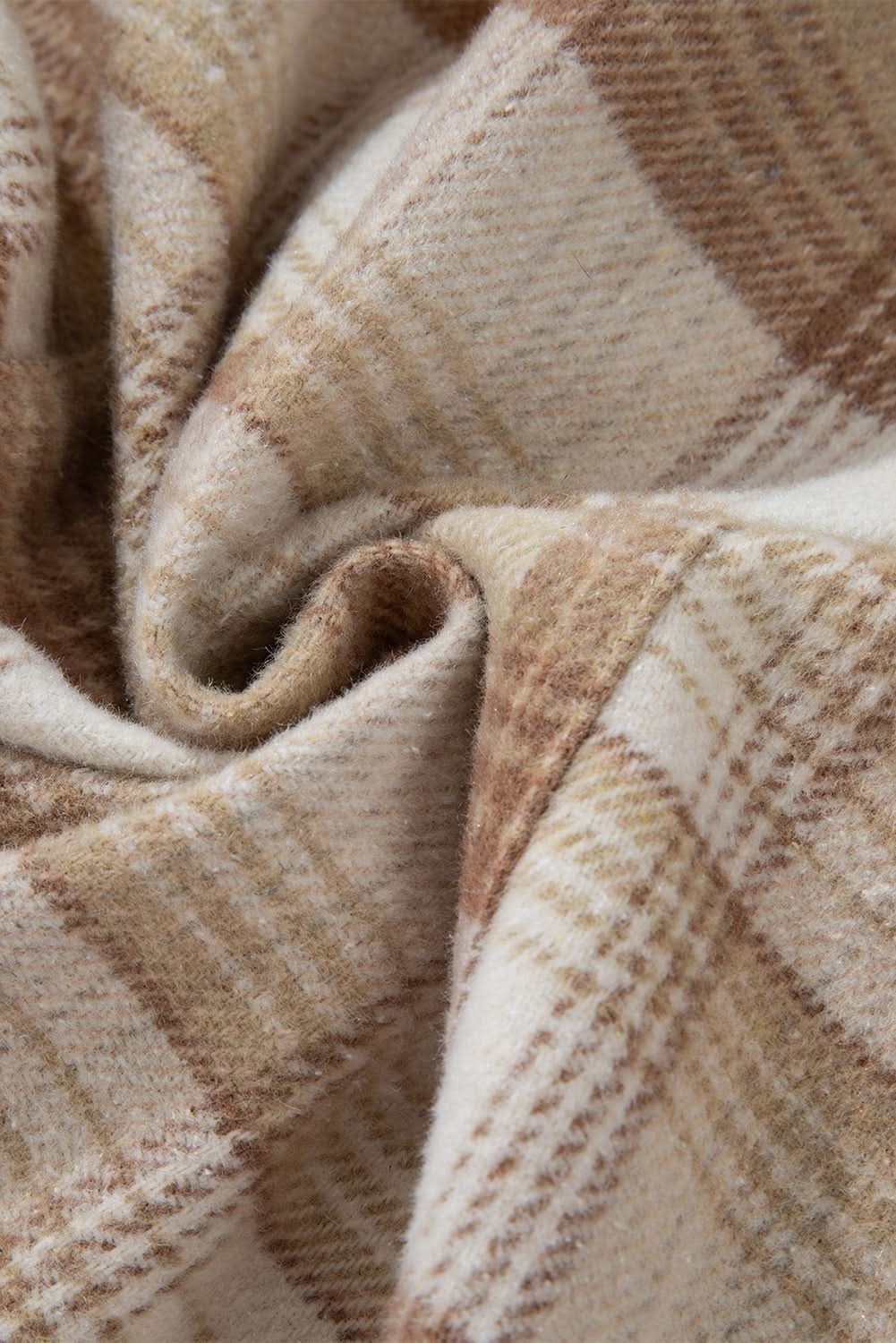 Light beige plaid patchwork shacket - Love Salve 