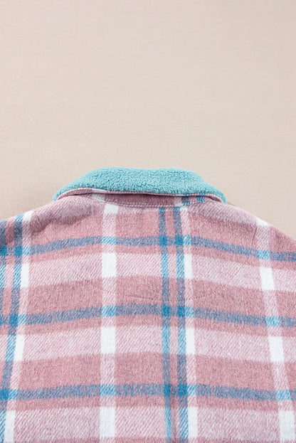 Pink plaid color block shacket - Love Salve 