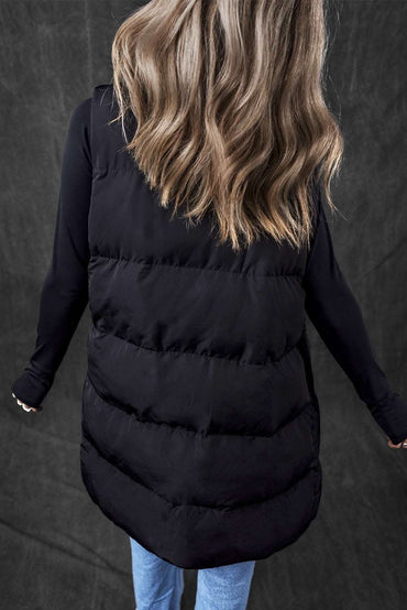 Black longline windproof vest - Love Salve 