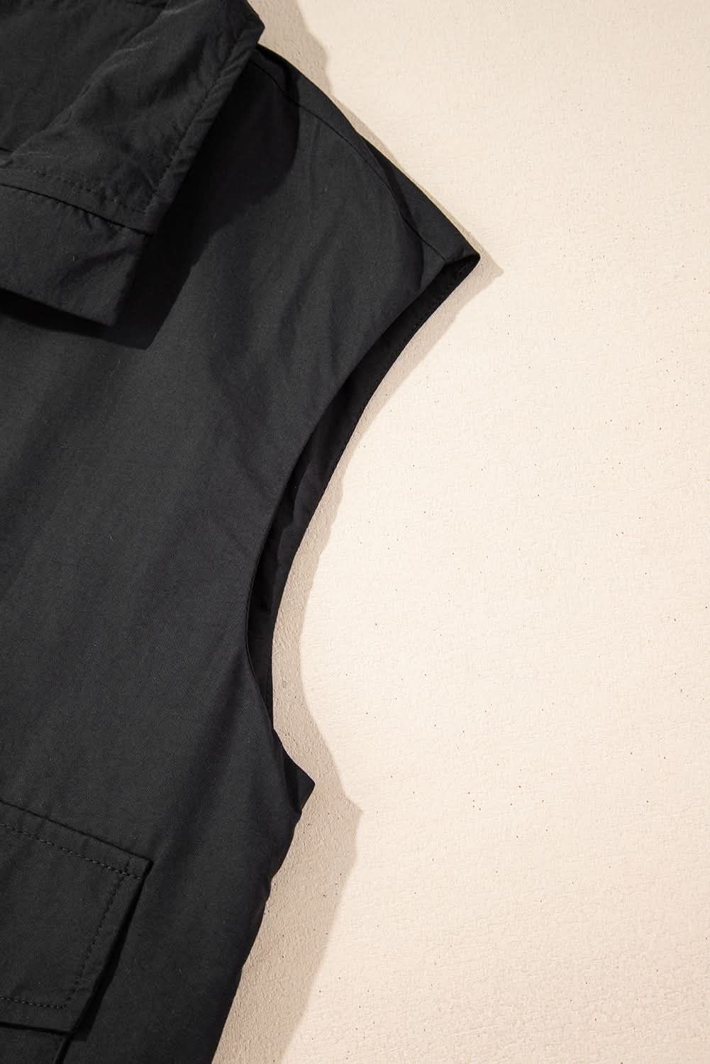 Chic black zip-up high neck vest - Love Salve 