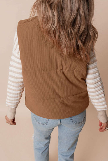 Cozy coffee corduroy vest - Love Salve 