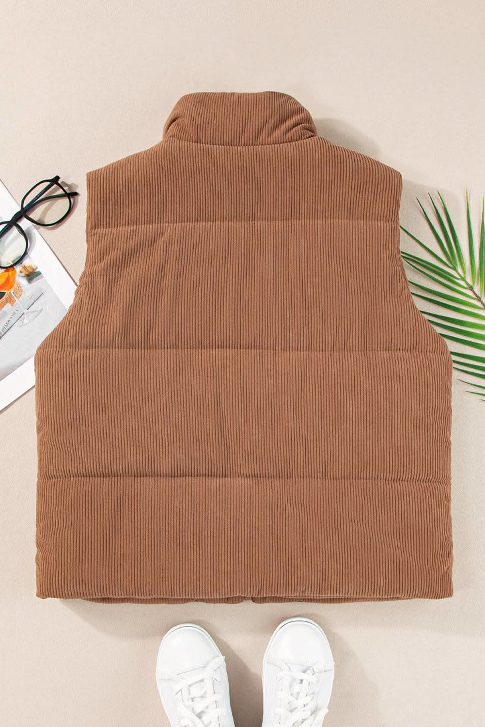 Cozy coffee corduroy vest - Love Salve 