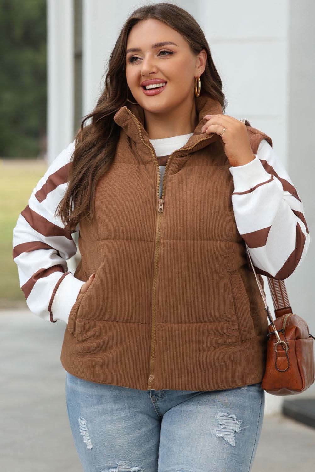 Cozy coffee corduroy vest - Love Salve 