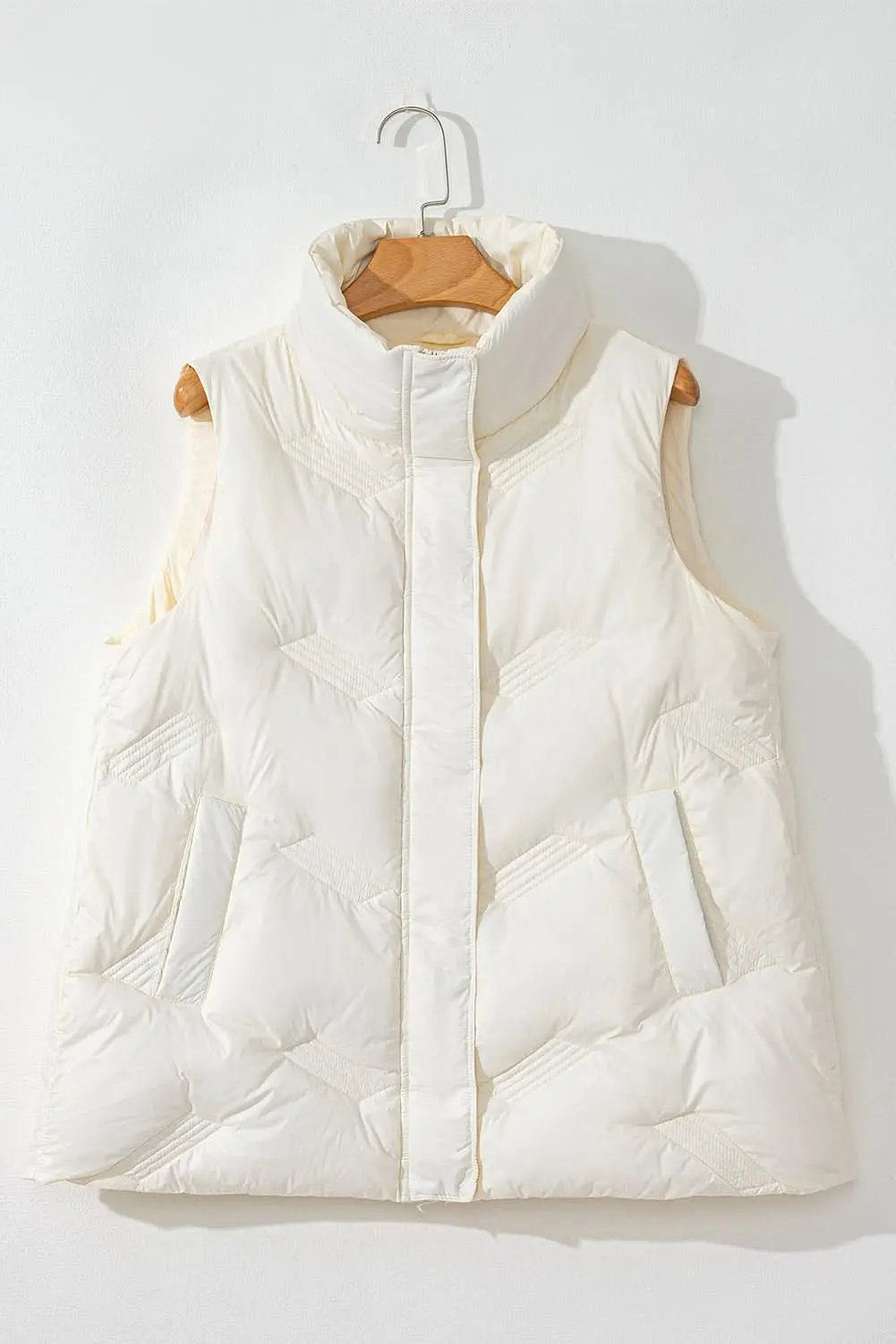 Chic white quilted vest with zip - Love Salve 