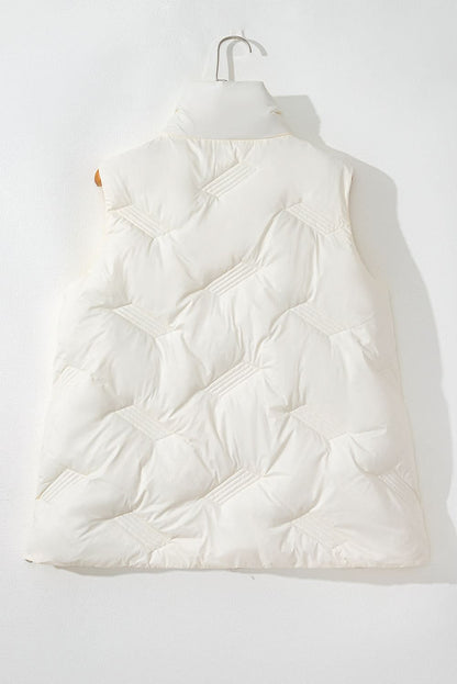 Chic white quilted vest with zip - Love Salve 