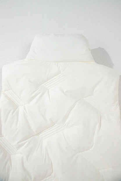 Chic white quilted vest with zip - Love Salve 