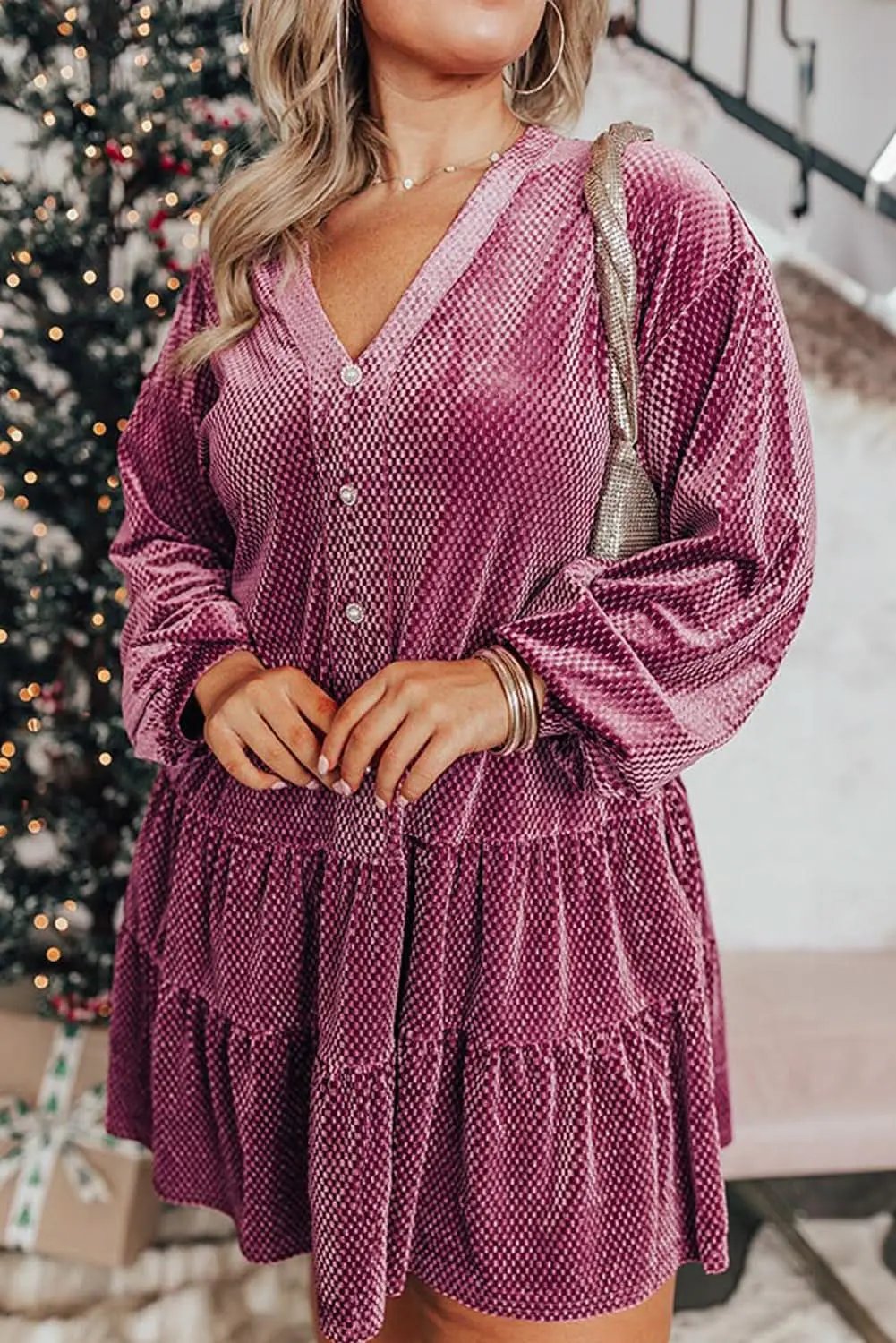 Meadow mauve plus size velvet dress - Love Salve 