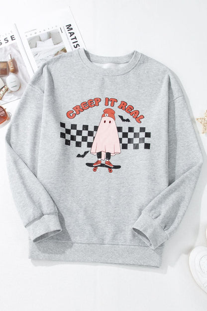 Light grey ghost print sweatshirt - Love Salve 