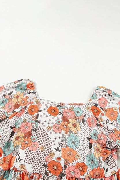 Khaki floral plus size peplum blouse - Love Salve 