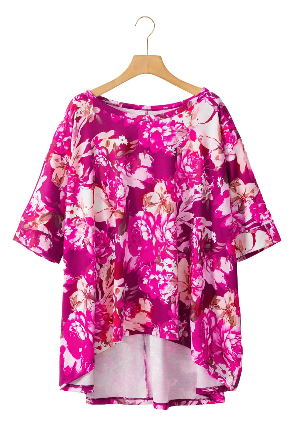 Vibrant red floral plus size blouse - Love Salve 