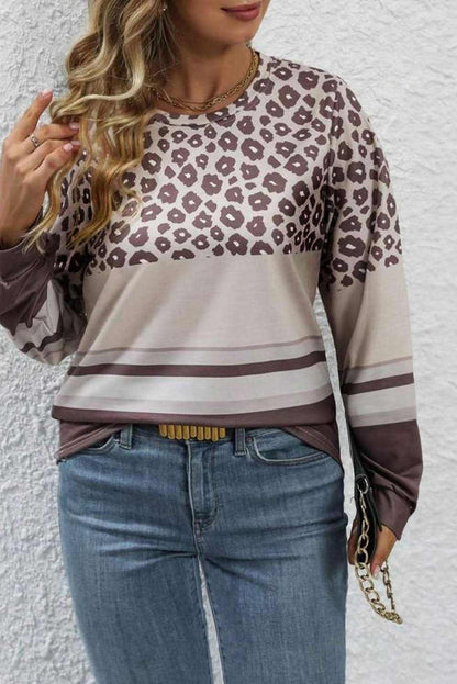 Chic plus size leopard and striped top - Love Salve 