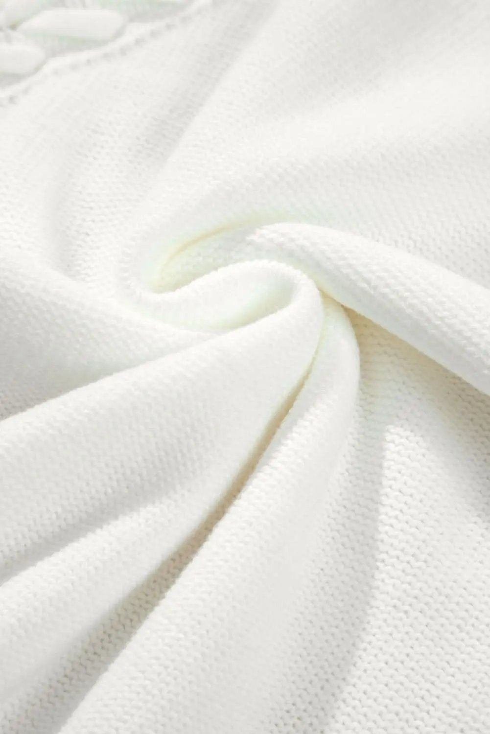 White Woven Tasseled Sleeveless Mock Neck Sweater Vest - Love Salve 