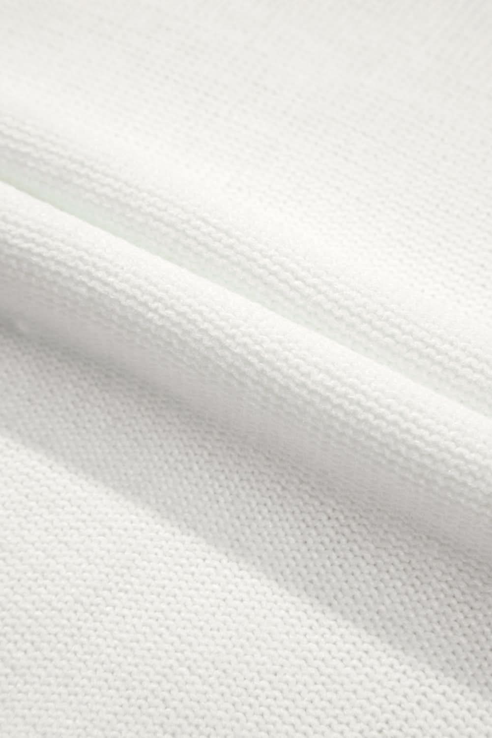 White Woven Tasseled Sleeveless Mock Neck Sweater Vest - Love Salve 