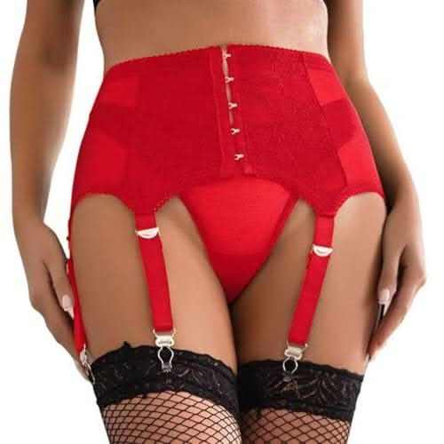 Love Salve Sexy Women Lingerie Garter Belt Set – 2 Piece Lace Stretch Adjustable Waist Suspender and Thong Underwear - Love Salve 