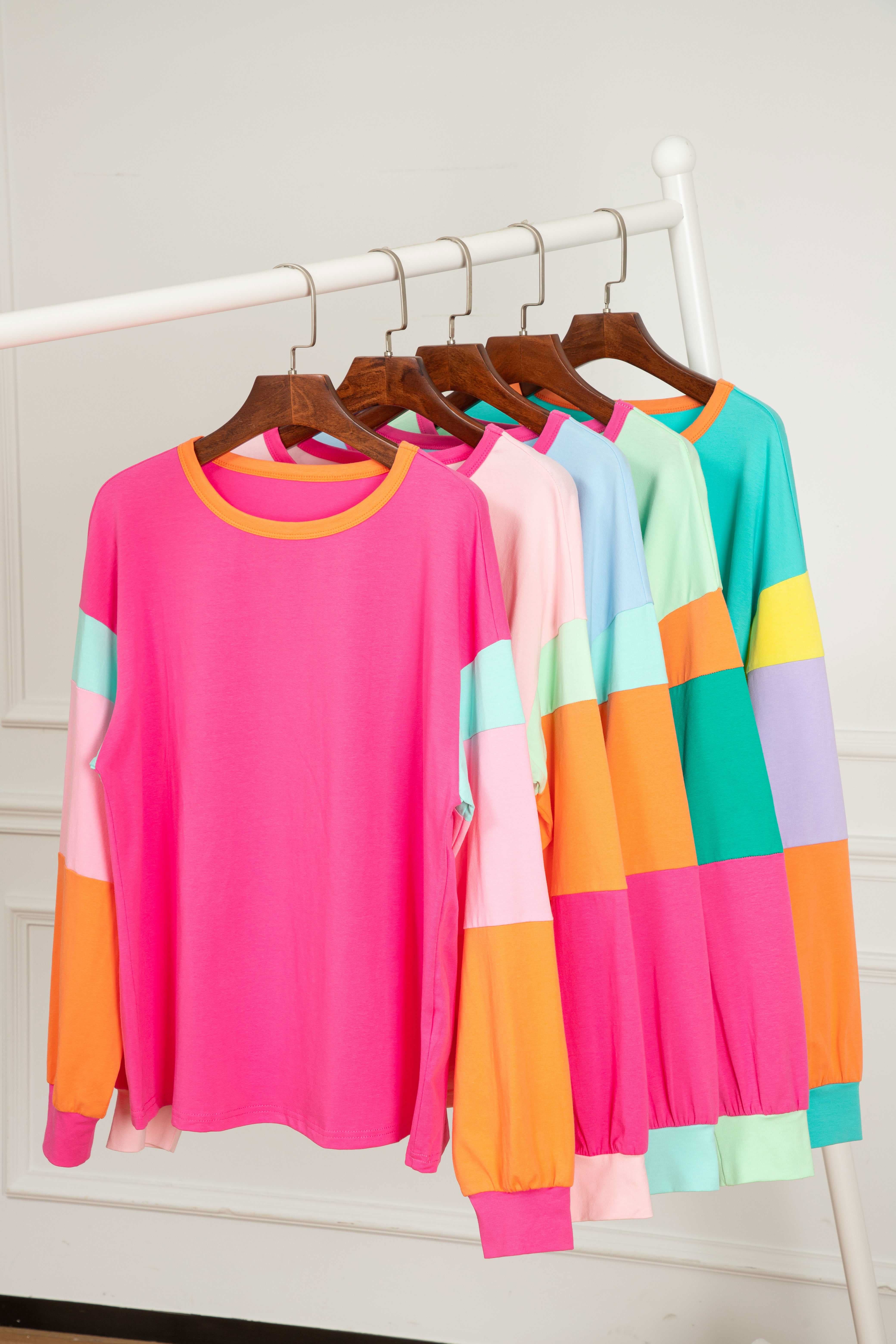 Colorblock Long Sleeve Top - Dark Blue - Love Salve 