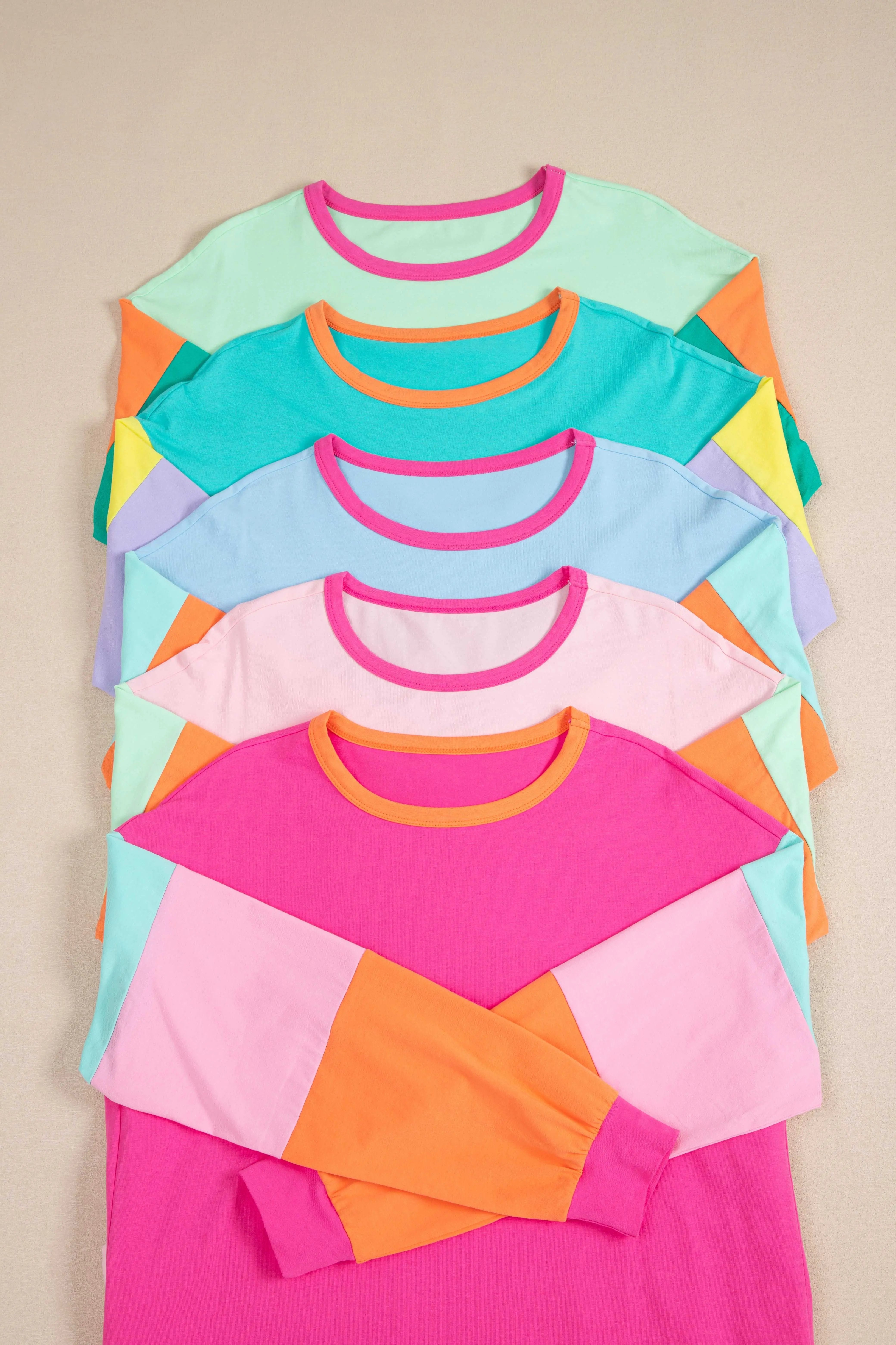 Colorblock Long Sleeve Top - Dark Blue - Love Salve 