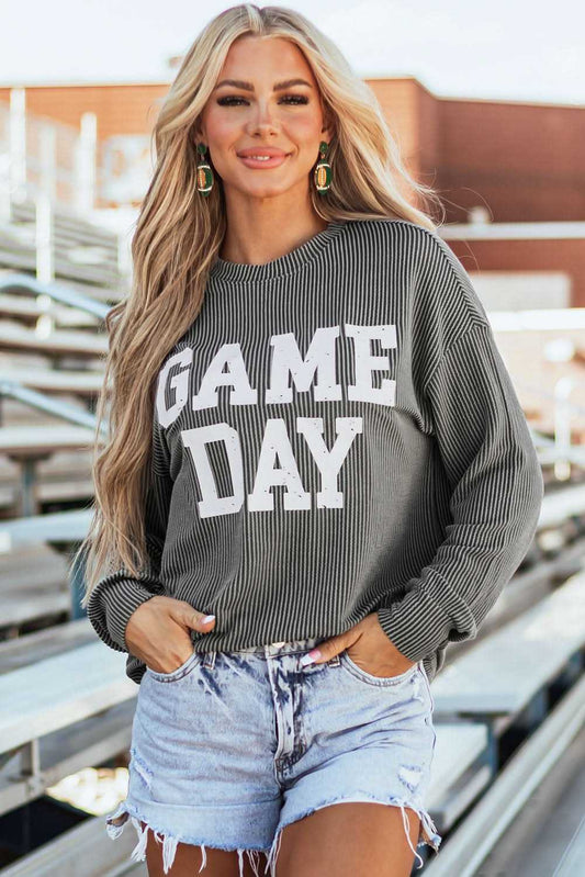 Dark grey graphic long sleeve top - Love Salve 